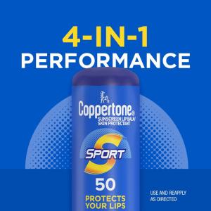 Coppertone Broad Spectrum SPF 50 Sport Sunscreen Lip Balm 0.13 Oz