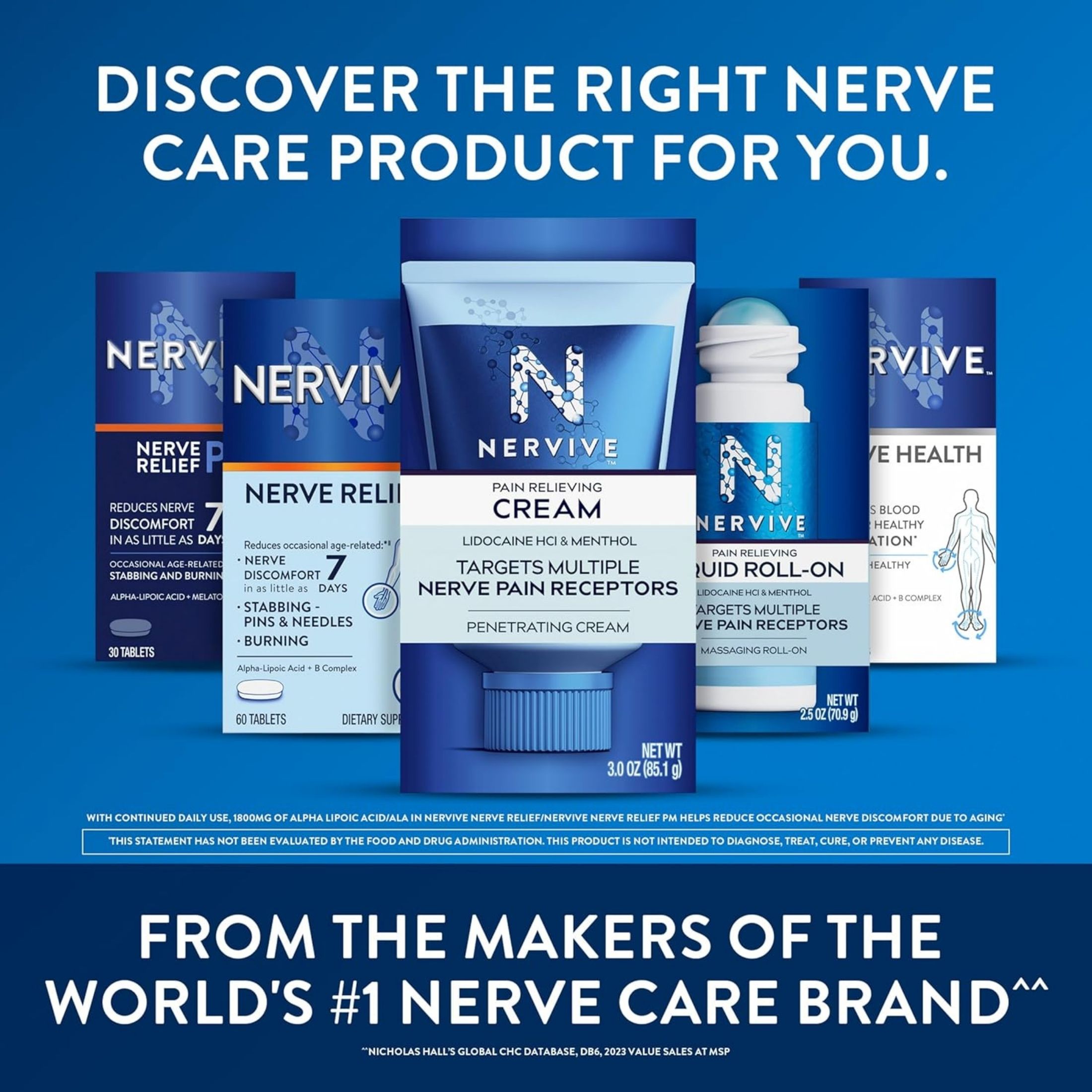 Nervive Topical Pain Relief Cream, Nerve Care, 3 Oz