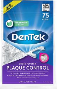 DenTek Floss Picks, Plaque Control, Cross Flosser, Mouthwash Blast