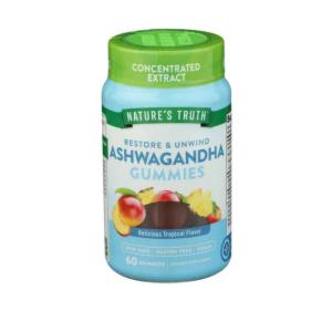 Nature's Truth Ashwagandha, Restore & Unwind, Vegan Gummies, Natural Tropical Flavor