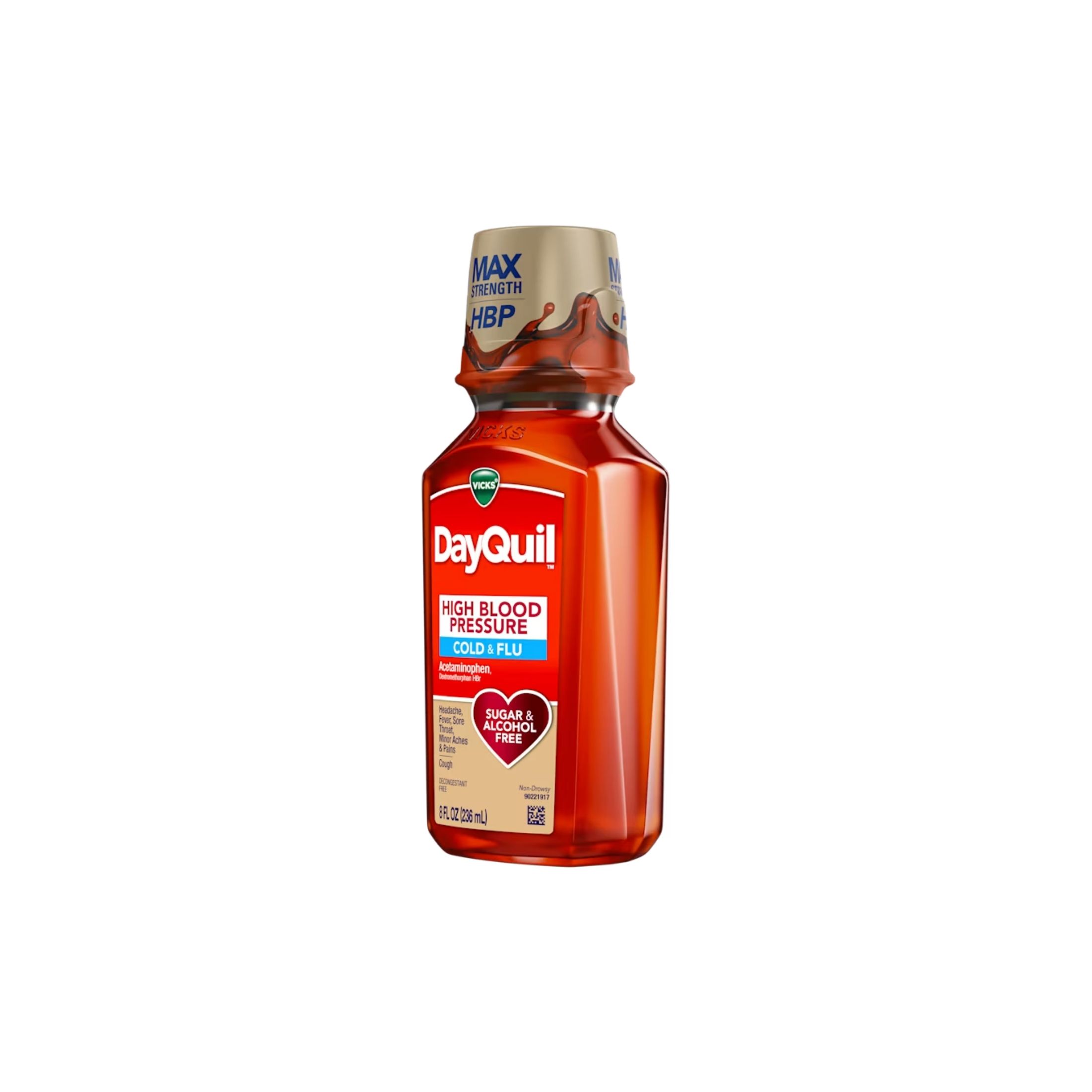 Vicks Cold & Flu, High Blood Pressure, Max Strength 8 Fl Oz