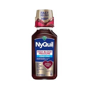Vicks NyQuil High Blood Pressure Cold And Flu Relief Liquid Medicine, 8 Fl Oz