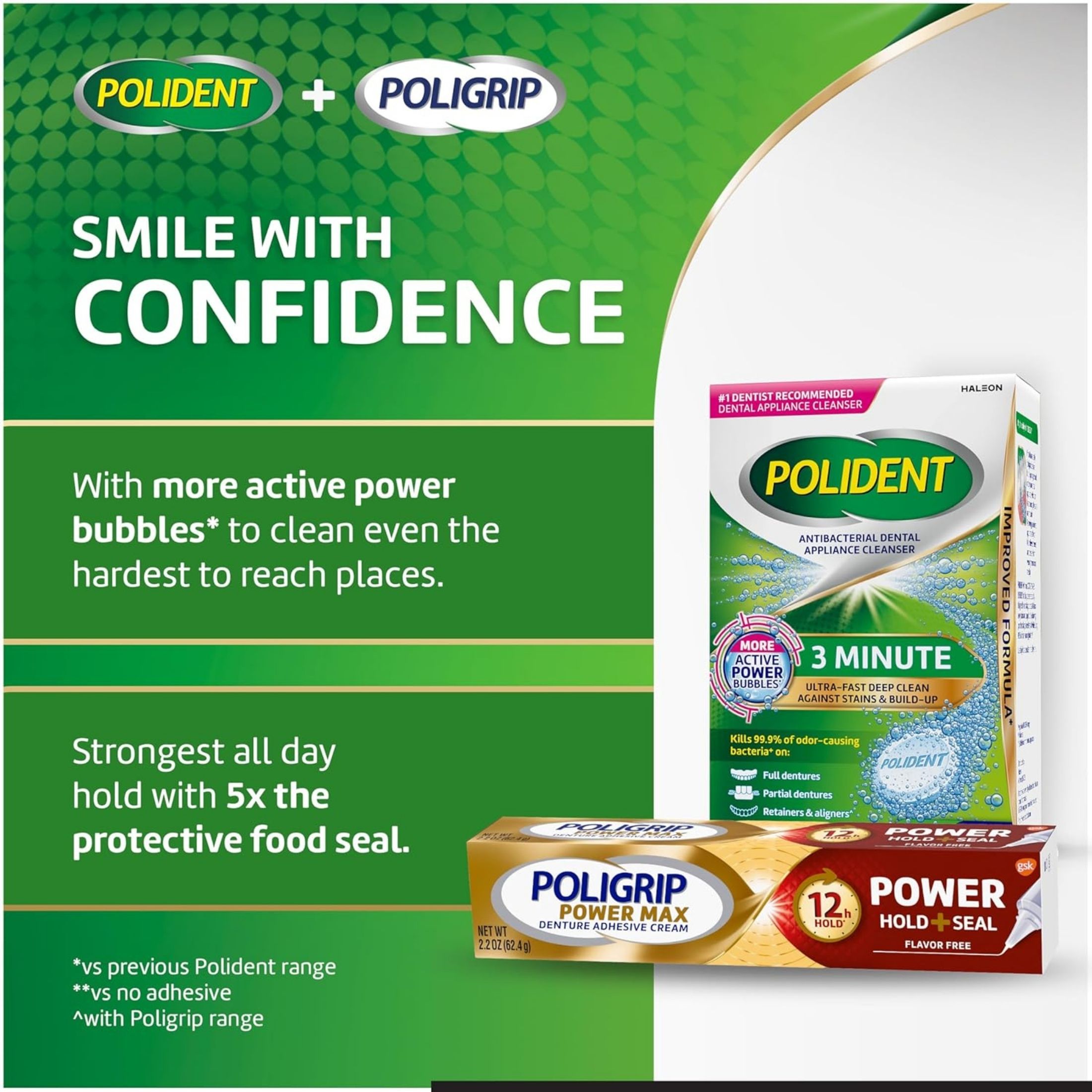 Super Poligrip Denture Adhesive Cream, Power Hold + Seal 2.2 Oz