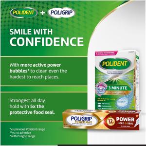 Super Poligrip Denture Adhesive Cream, Power Hold + Seal 2.2 Oz