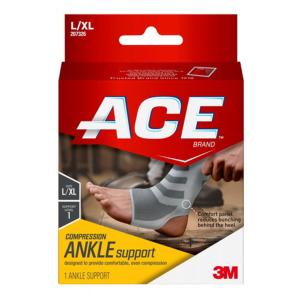 ACE Brand Compression Ankle Support, Large/Extra Large, Gray