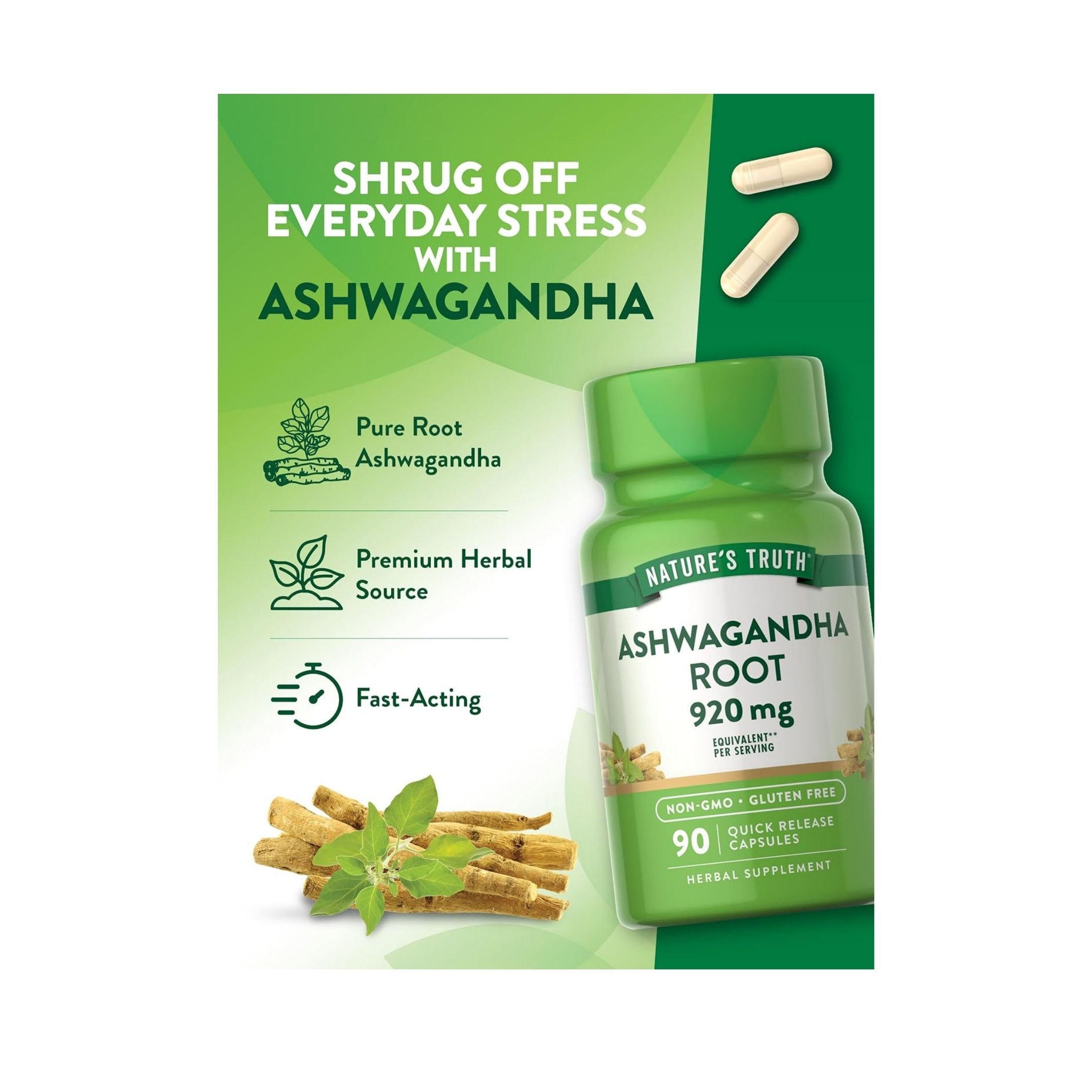Nature's Truth Ashwagandha Root, 920 Mg, Quick Release Capsules