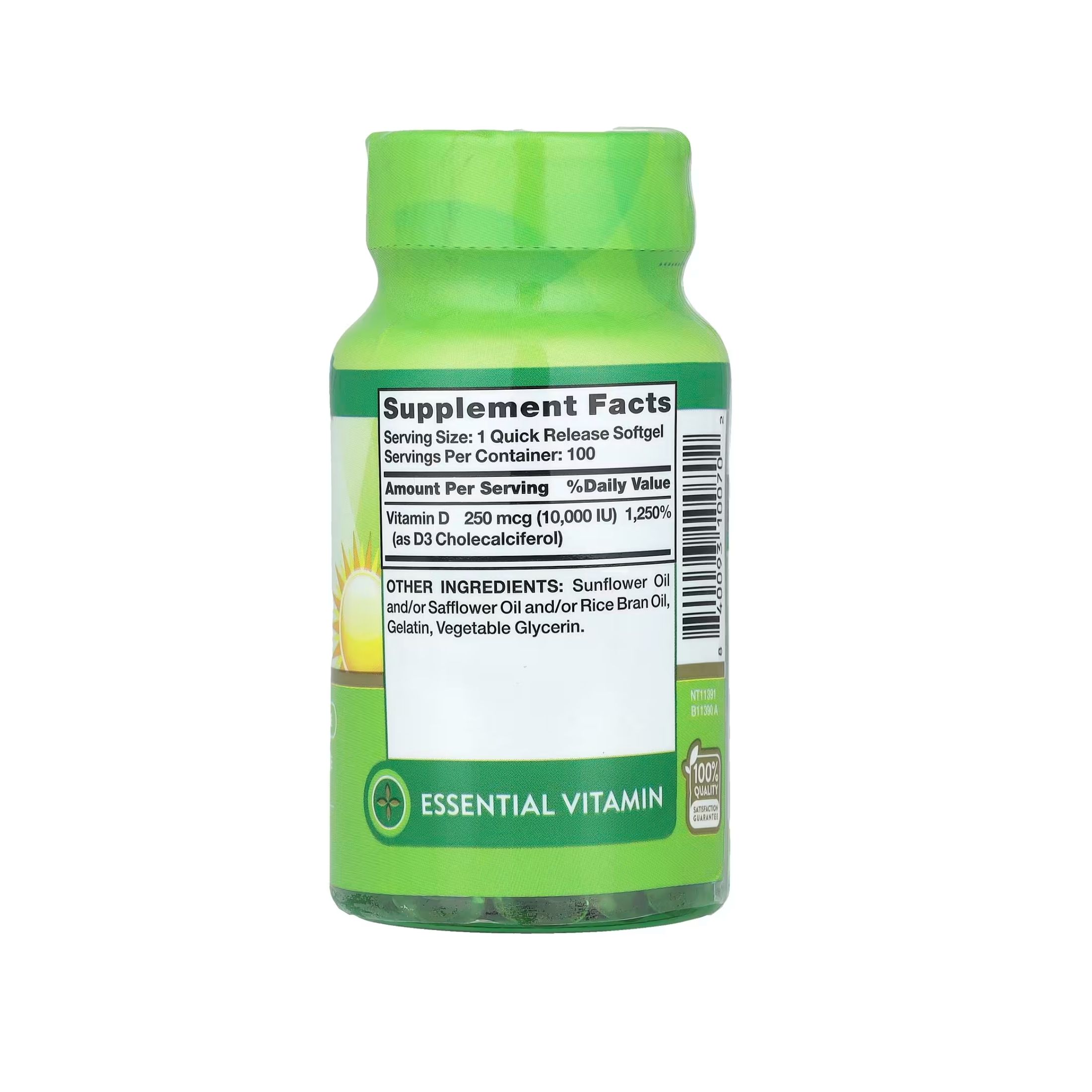 Nature's Truth Vitamin D3, High Potency, 250 Mcg, Quick Release Softgels