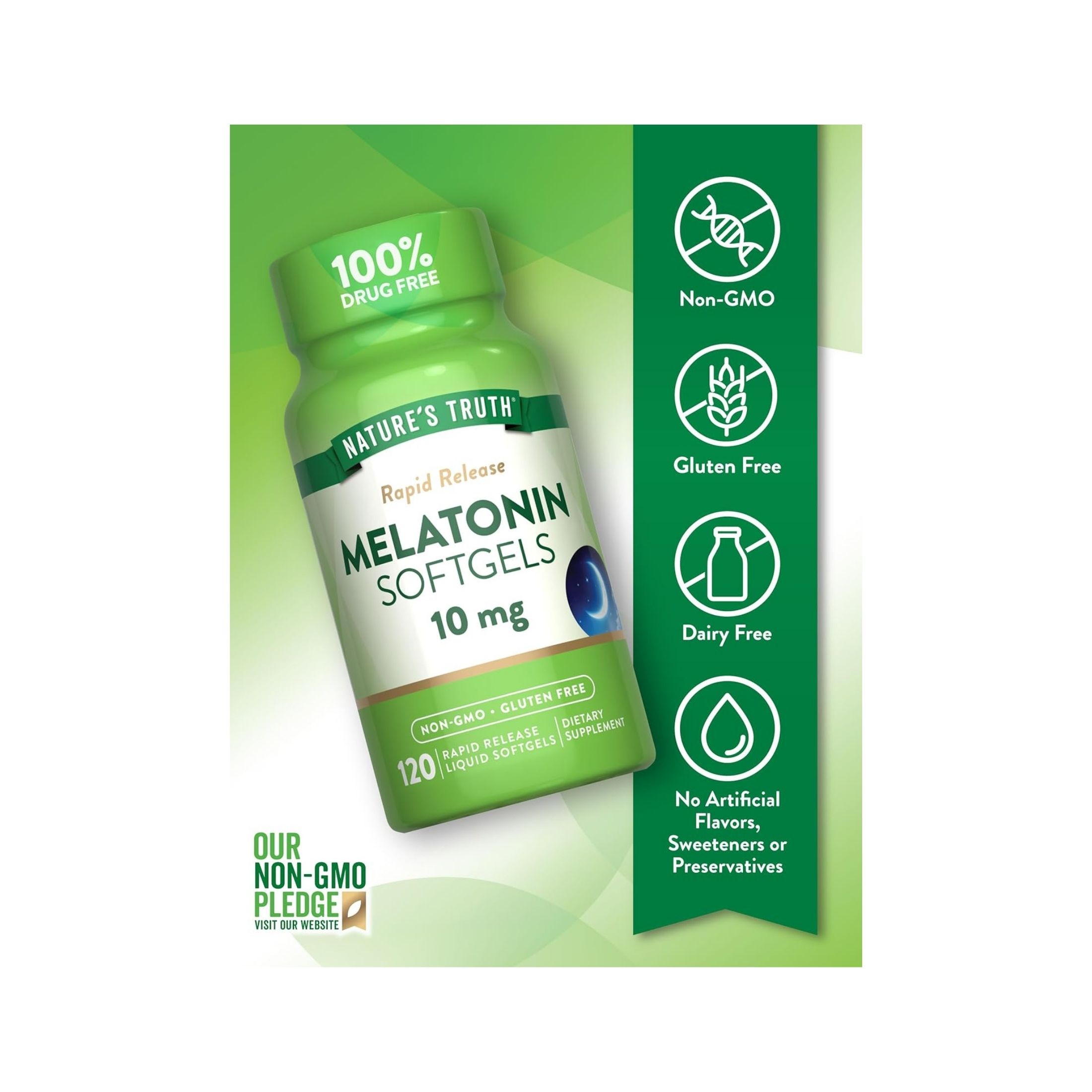 Nature's Truth Melatonin, Rapid Release, 10 Mg, Softgels
