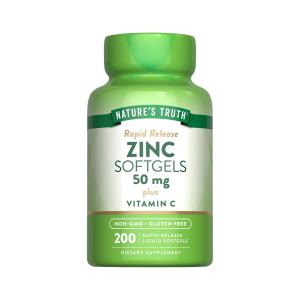 Nature's Truth Zinc 50mg Plus Vitamin C Rapid Release Liquid Softgels 120ct