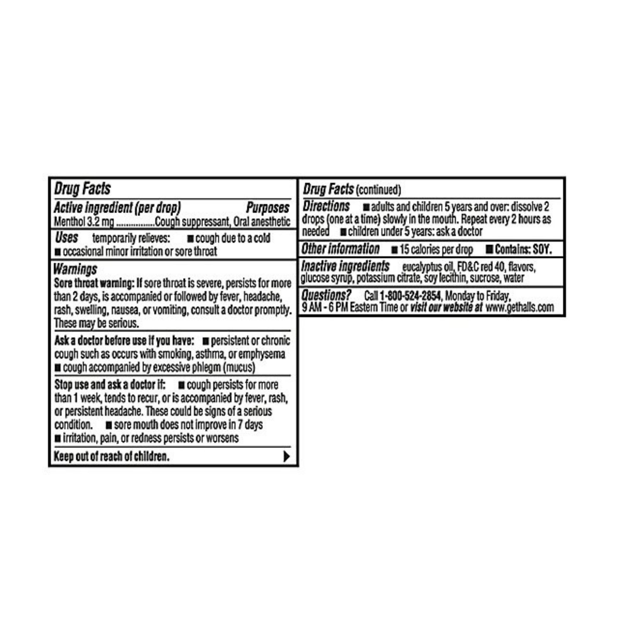 Halls Relief Strawberry Flavor Cough Suppressant & Oral Anesthetic Drops 9 Ct Pack