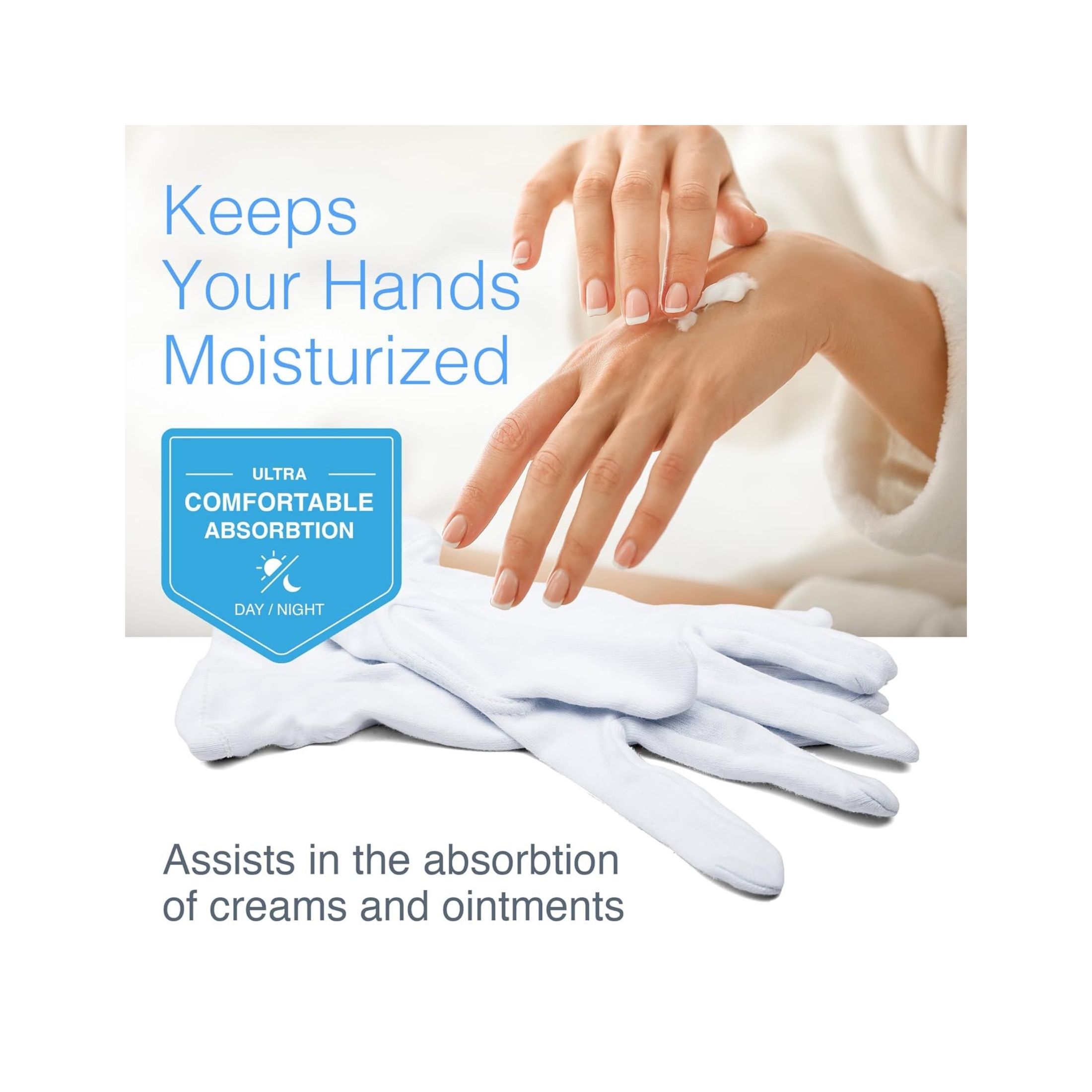 Cara Moisturizing Eczema Cotton Gloves, Large, 24 Pair