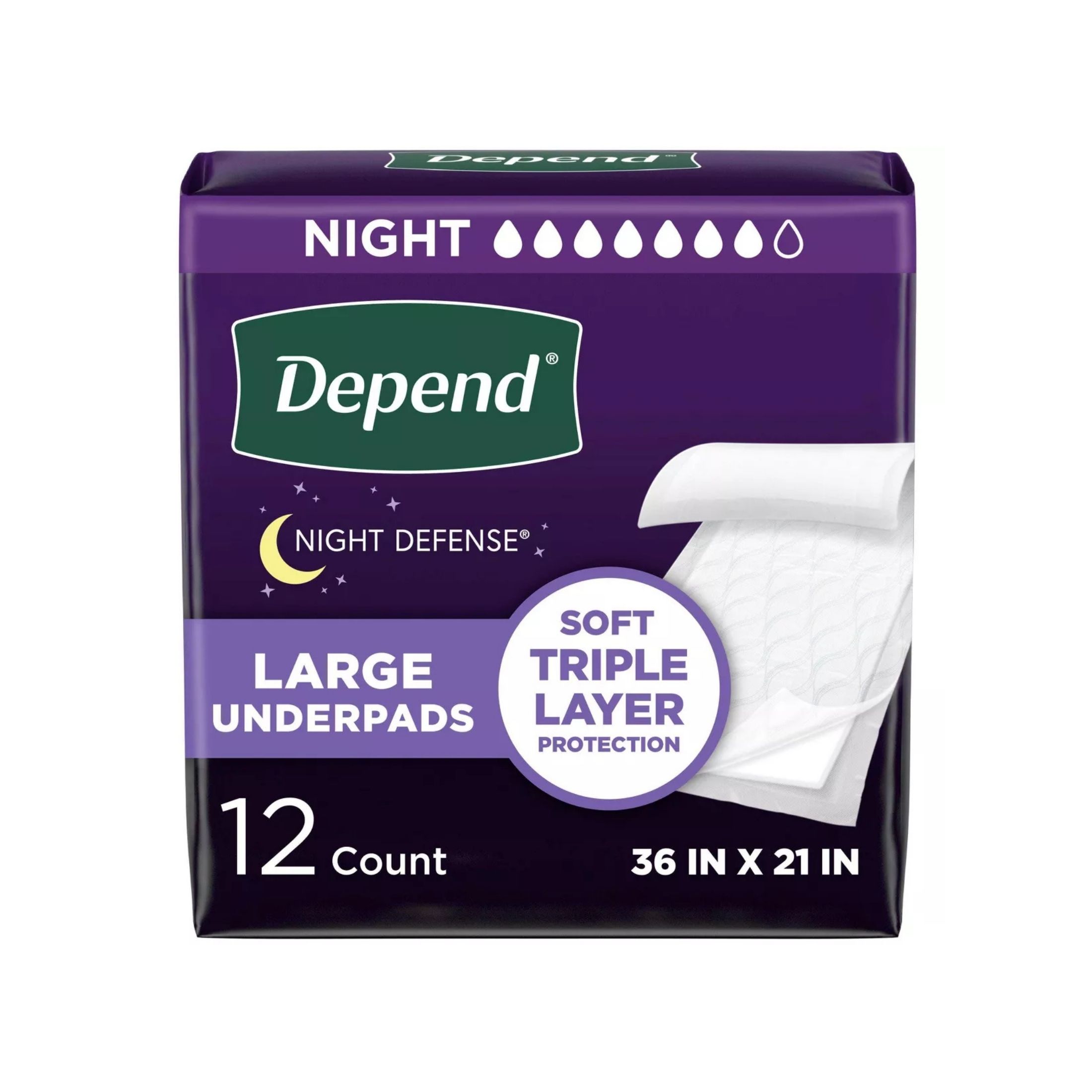 Depend Underpads For Incontinence - Overnight Absorbency - 12ct