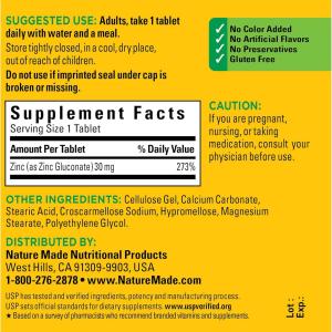 Nature Made Zinc 30 Mg Dietary Supplement Tablets