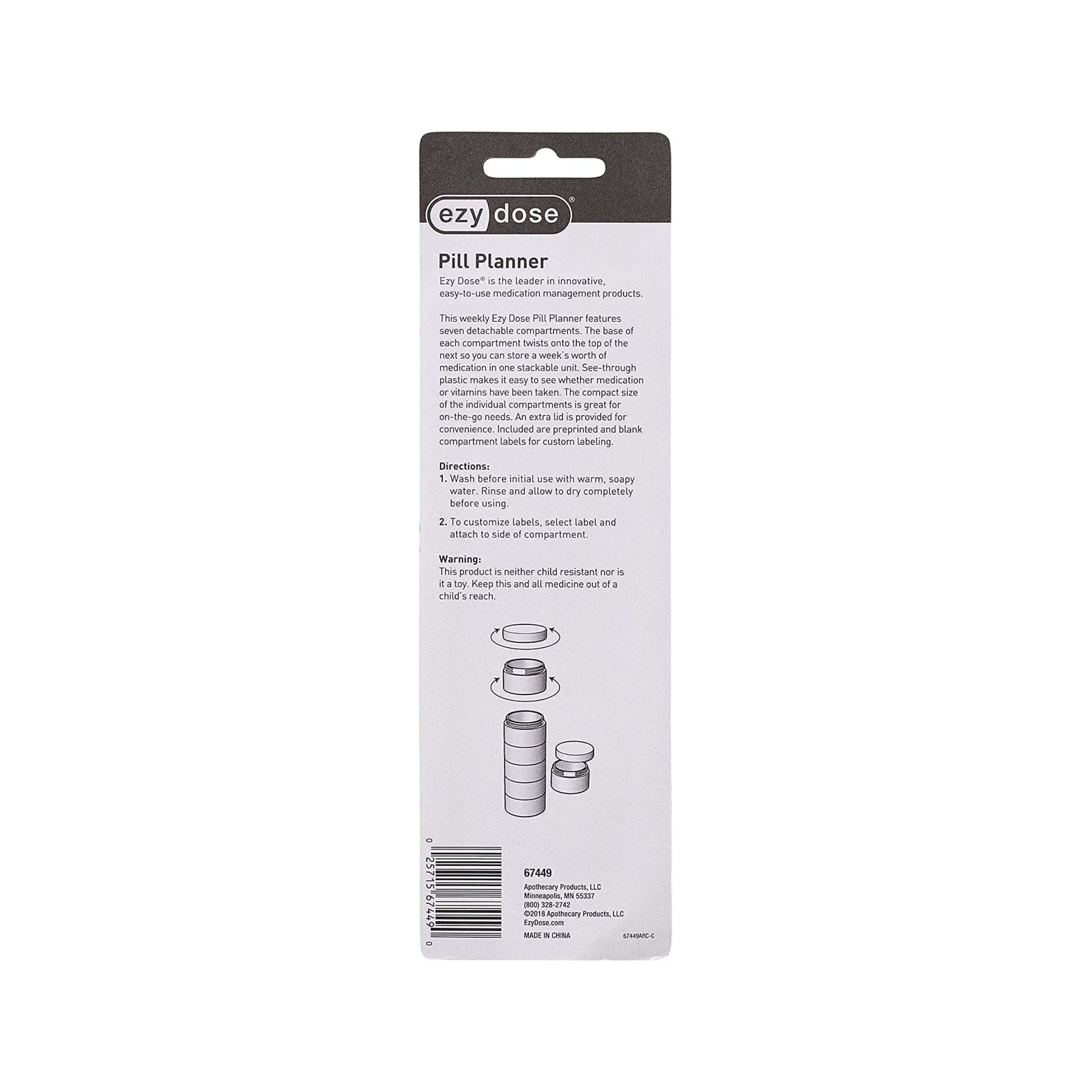 Ezy Dose Pill Reminder, 7-Day, Stackable