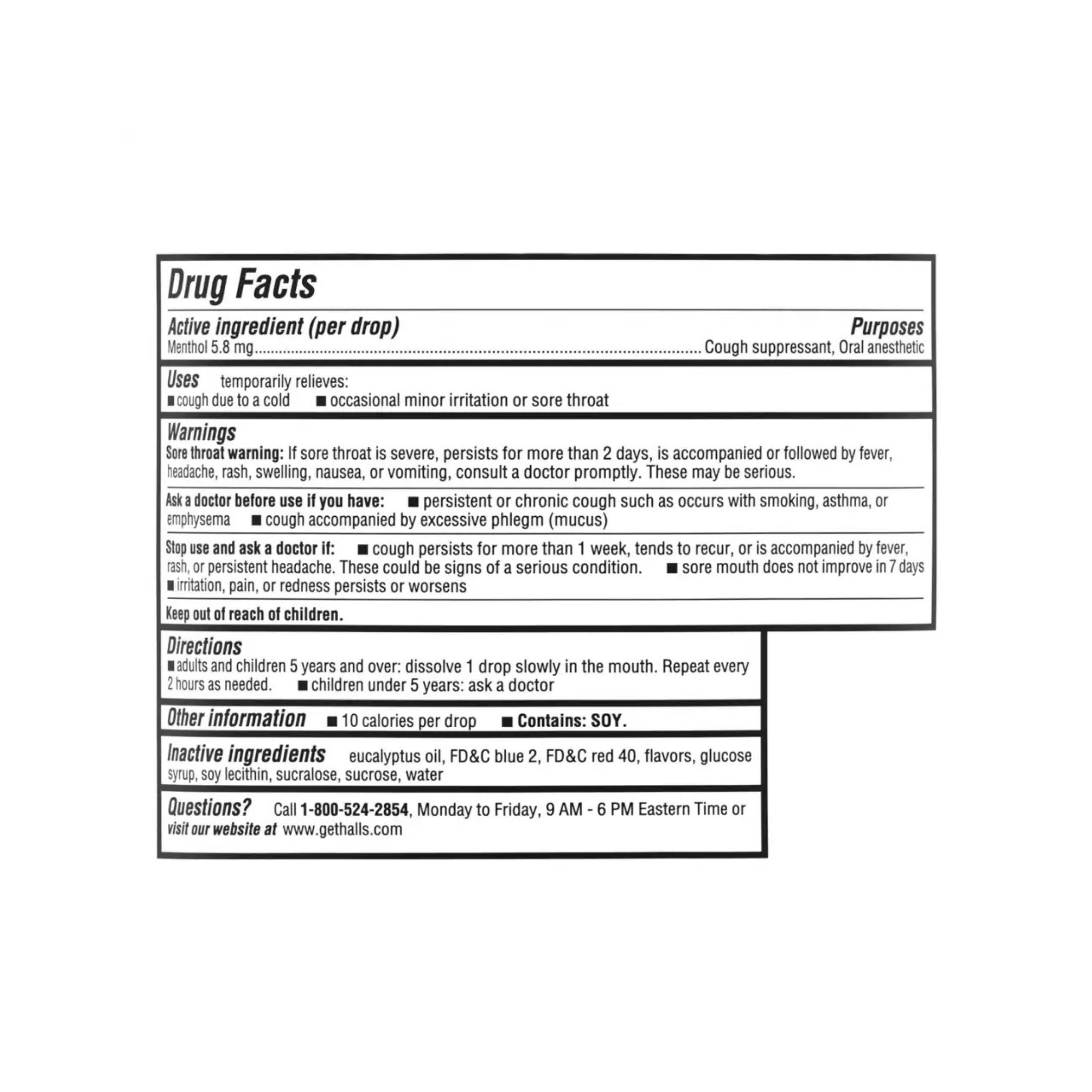Halls Cough & Throat Relief Cherry Flavor Menthol Drops