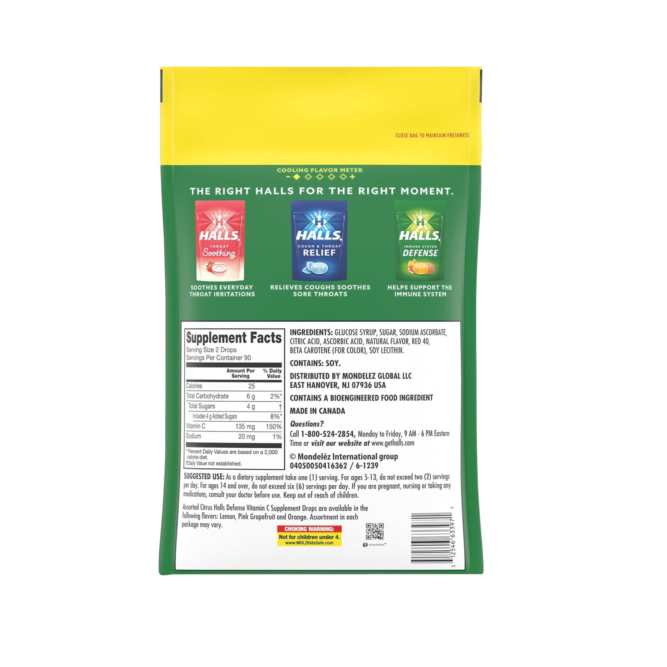 Halls Dietary Supplement Drops, Immune System Defense, Assorted Citrus