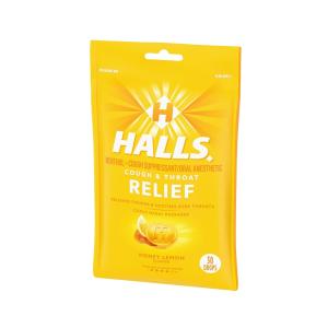 Halls Cough & Throat Relief Honey Lemon Flavor Menthol Drops