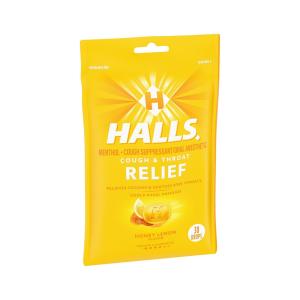 Halls Cough & Throat Relief Honey Lemon Flavor Menthol Drops