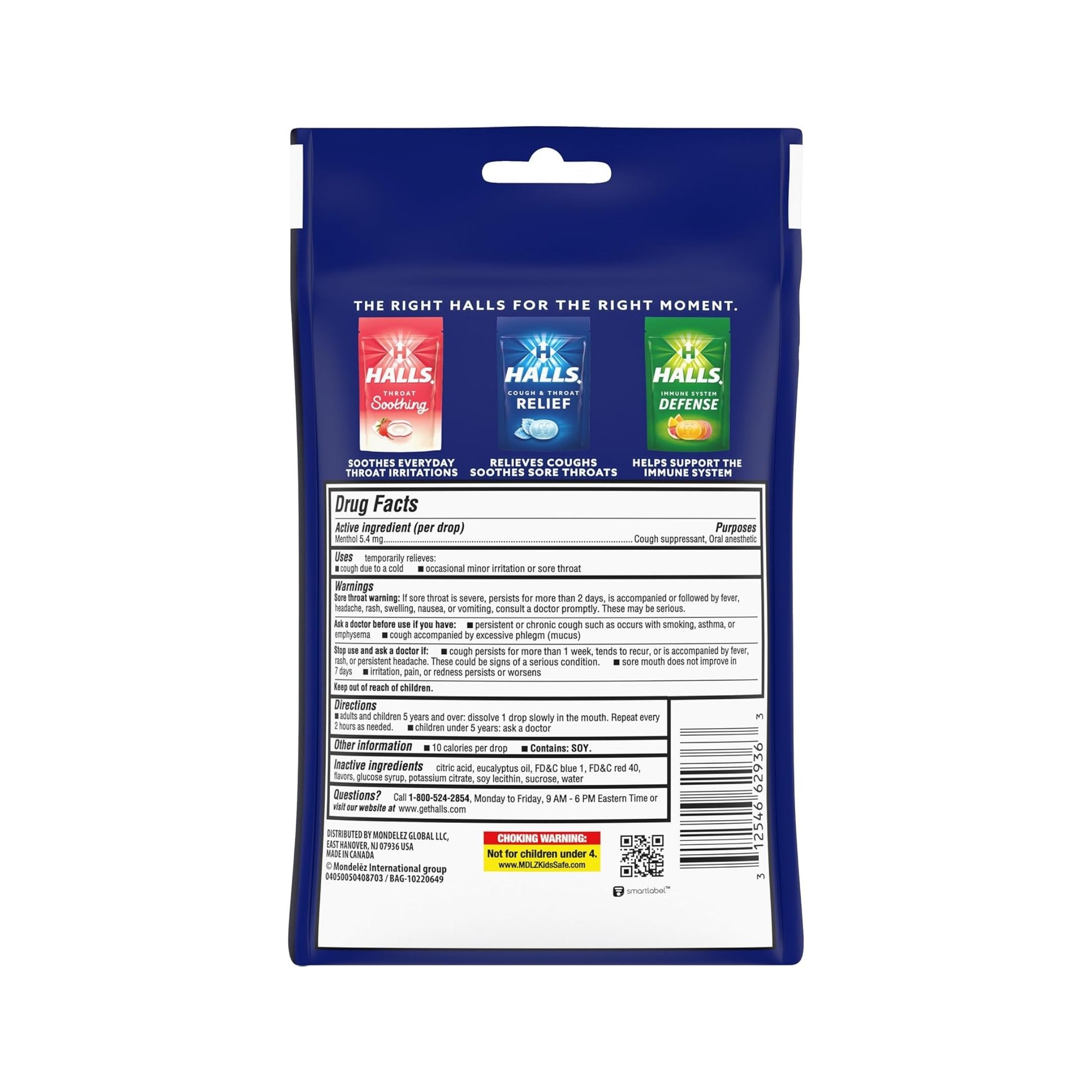Halls Cough & Throat Relief Mentho-Lyptus Flavor Menthol Drops, 30 Count