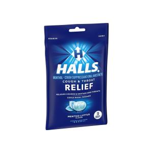 Halls Cough & Throat Relief Mentho-Lyptus Flavor Menthol Drops, 30 Count
