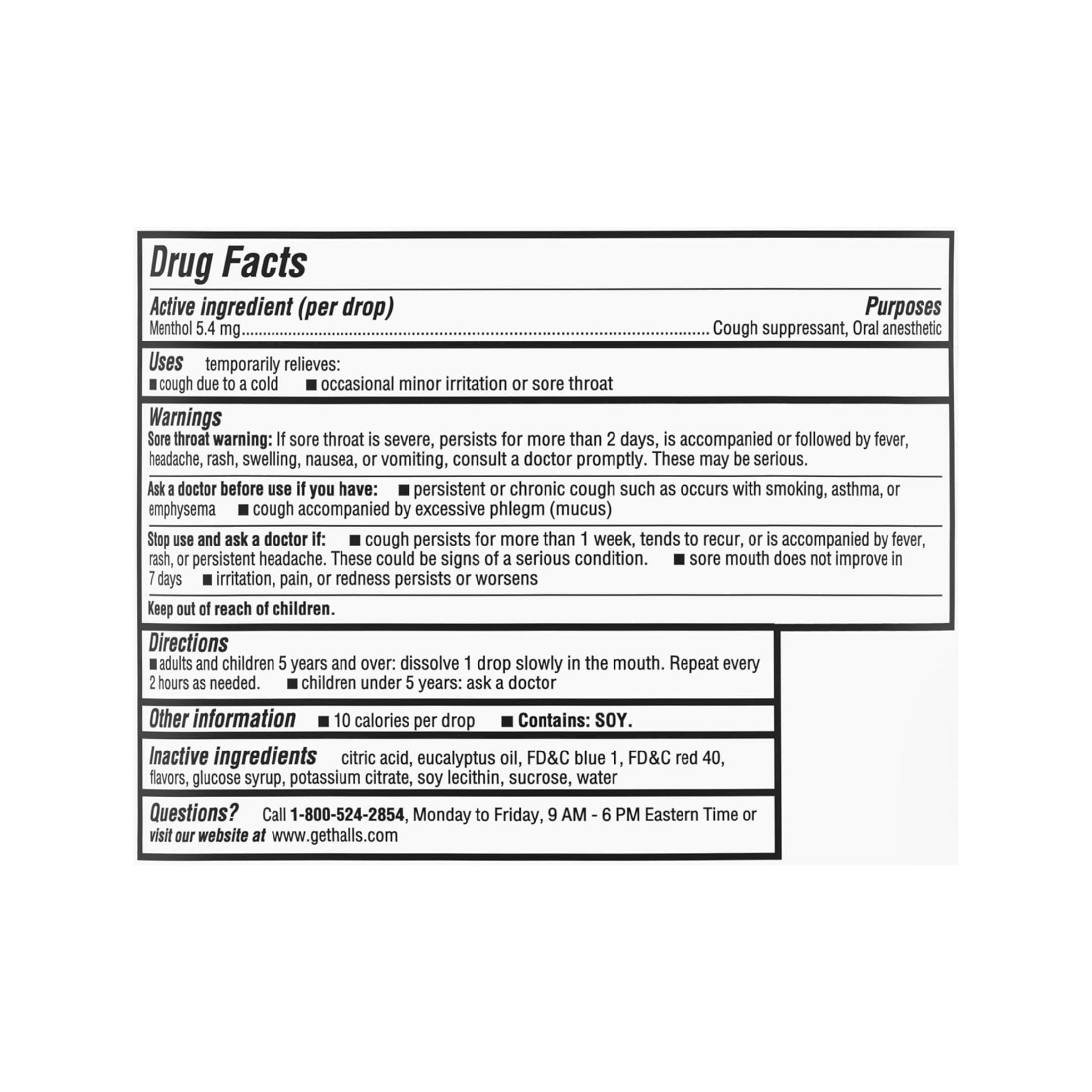 Halls Cough & Throat Relief Mentho-Lyptus Flavor Menthol Drops, 30 Count