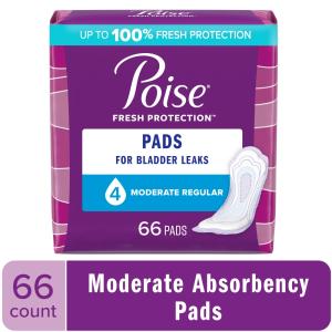 Poise Incontinence Moderate Absorbency Pads, Regular Length