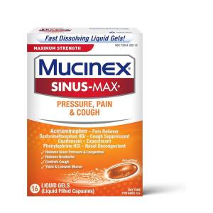 Mucinex Sinus Max Daytime Maximum Strength Pressure, Pain & Cough 16 Liquid Gels