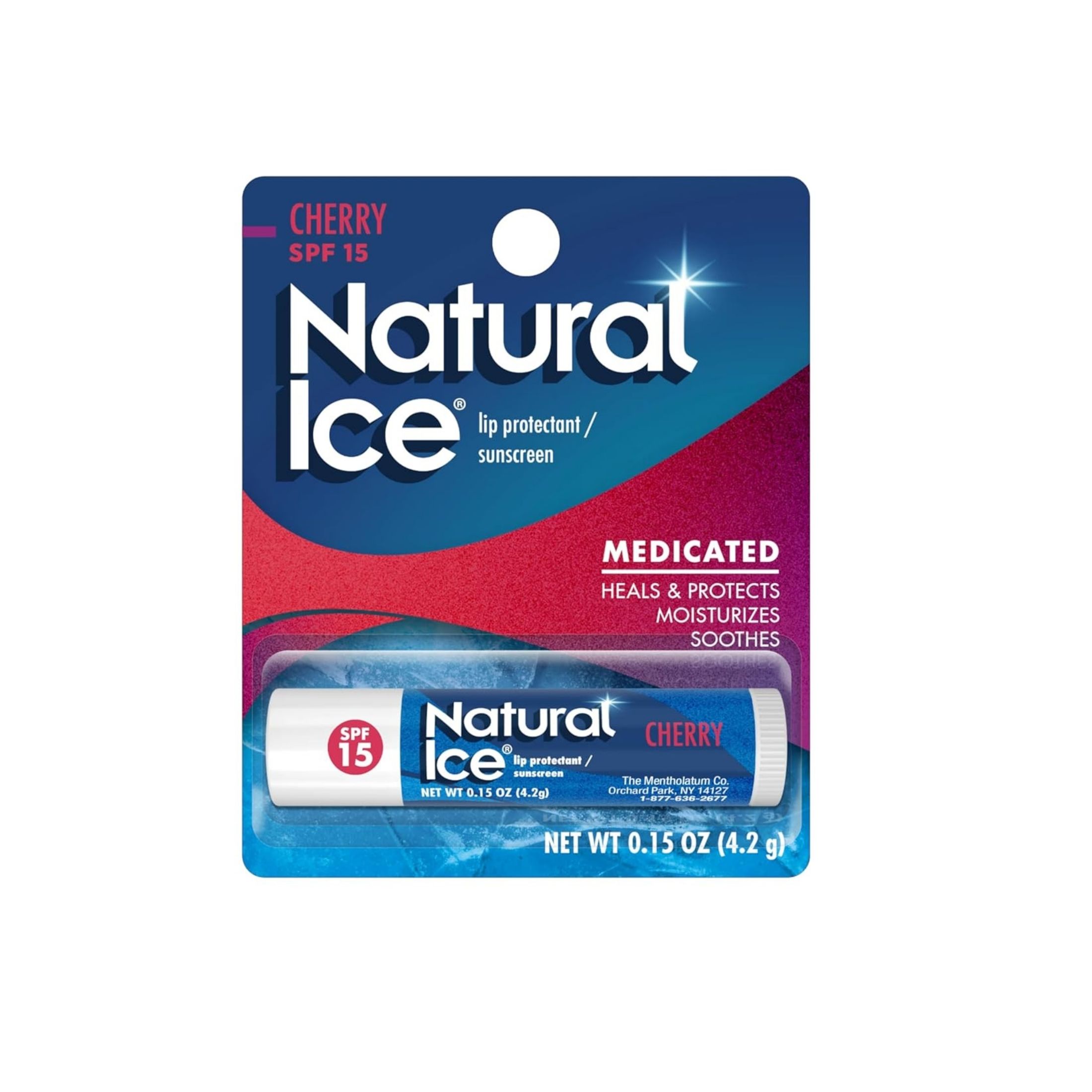 Mentholatum Natural Ice Medicated Lip Balm Cherry Flavor SPF 15