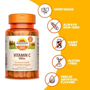 Sundown Naturals Vitamin C 500 Mg Ascorbic Acid Tablets 100