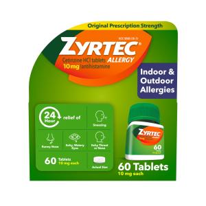 Zyrtec 24 Hour Allergy Relief Tablets, 10 Mg Cetirizine HCl Antihistamine Medicine