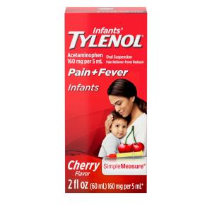 Tylenol Infants' Oral Suspension Liquid Medicine With Acetaminophen, Baby Fever Reducer & Pain Reliever For Minor Aches & Pains, Sore Throat, Headache & Toothache, Cherry Flavor, 2 Fl. Oz