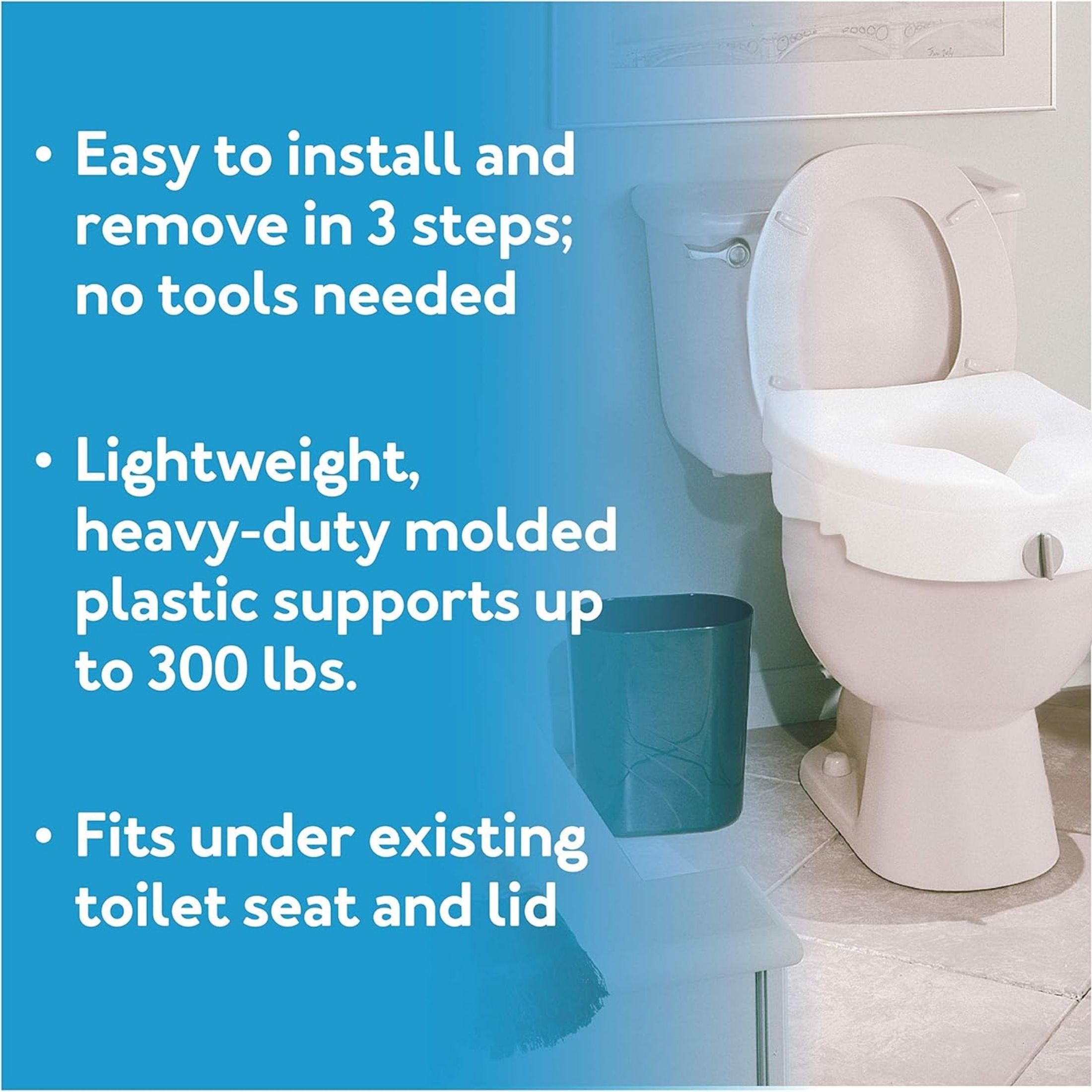 Carex E-Z Lock Raised Toilet Seat Without Handles