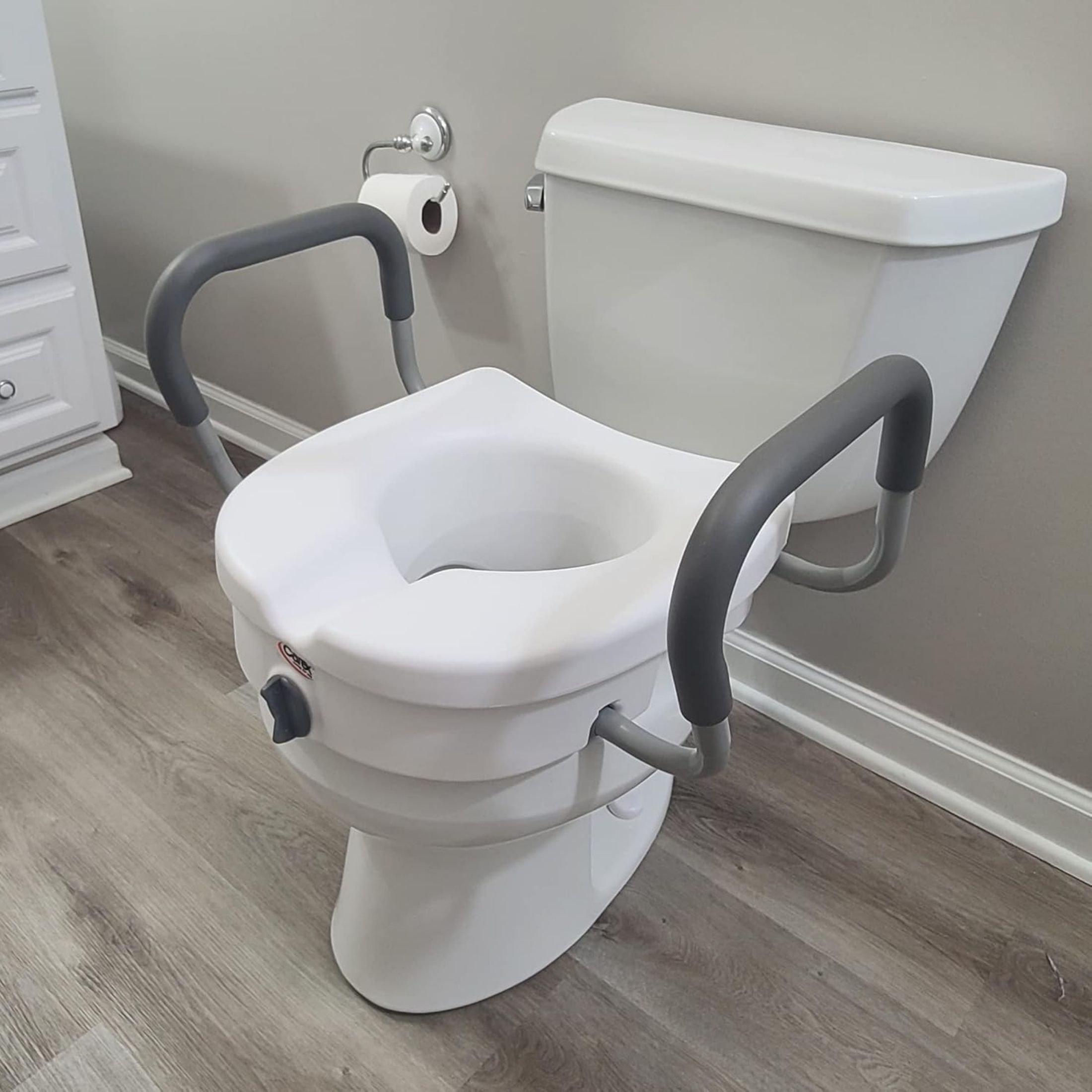 Carex E-Z Lock Raised Toilet Seat With Non-Adjustable Handles