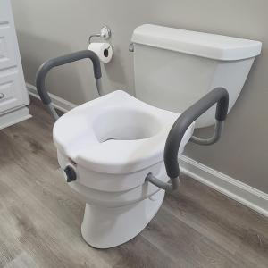 Carex E-Z Lock Raised Toilet Seat With Non-Adjustable Handles