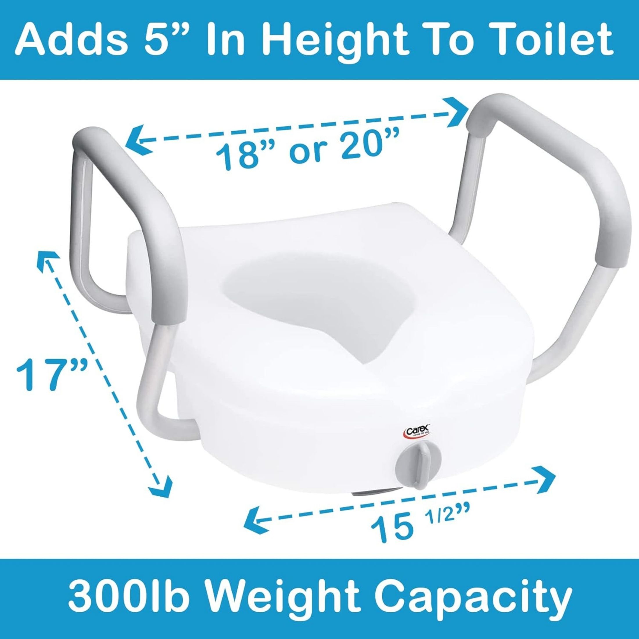 Carex E-Z Lock Raised Toilet Seat With Non-Adjustable Handles