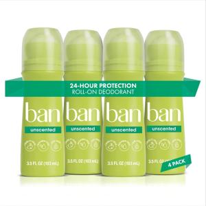 Ban Antiperspirant Deodorant, Invisible Roll On, Unscented 3.5 Fl Oz