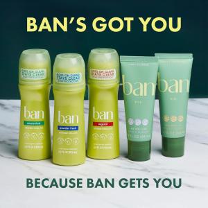 Ban Antiperspirant Deodorant, Invisible Roll On, Unscented 3.5 Fl Oz