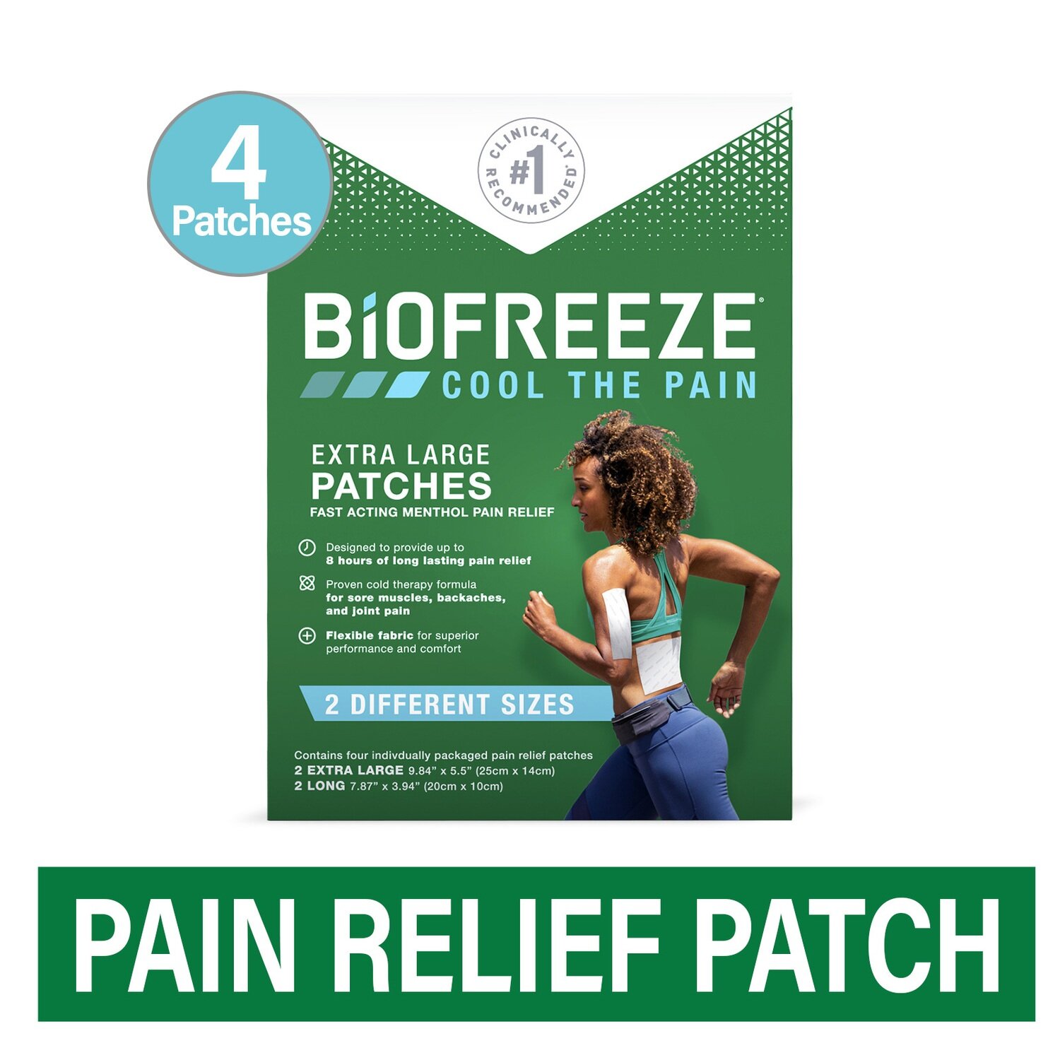 Biofreeze Menthol Pain Relief Patches Extra Large
