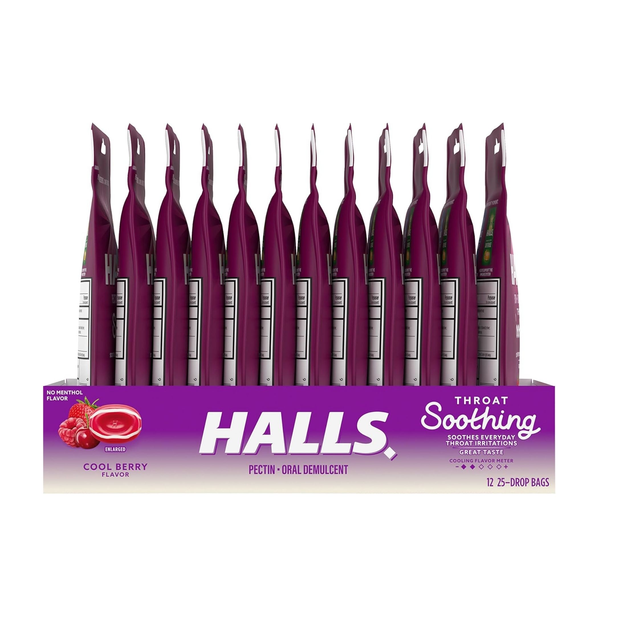 Halls Drops, Cool Berry Flavor, Throat Soothing