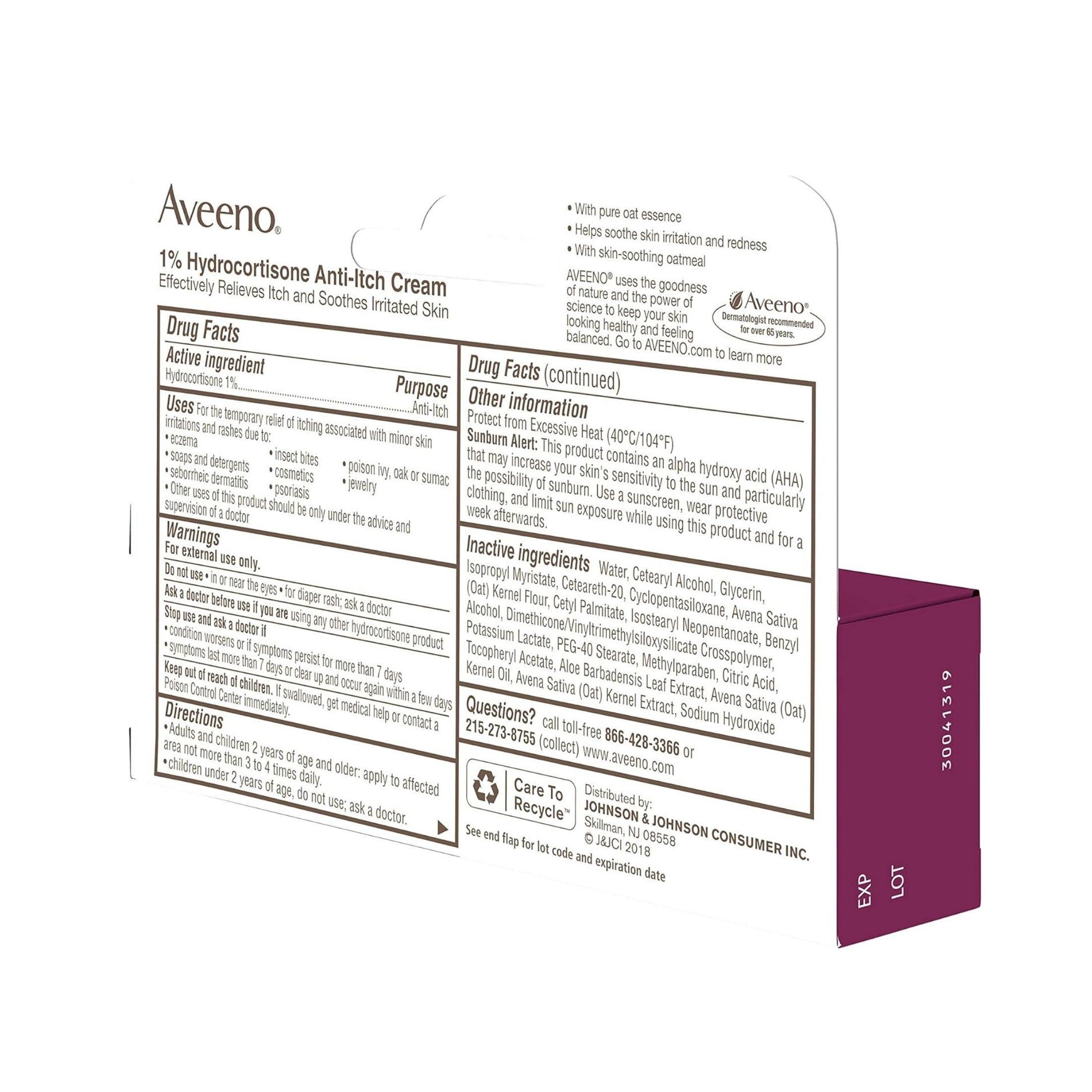 Aveeno Anti Itch Cream, Maximum Strength Formula 1 Oz