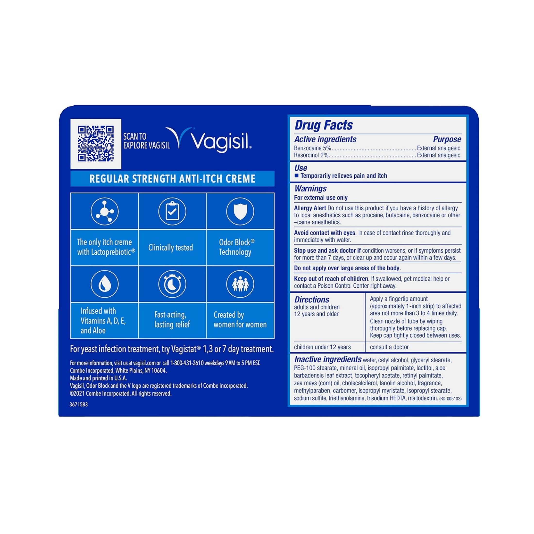 Vagisil Itch Relief, Instant, Regular Strength, 1 Ounce