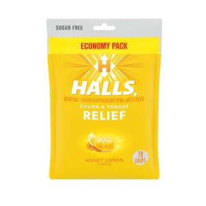 Halls Honey Lemon Flavor Menthol Cough & Throat Relief Drops Economy Pack