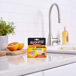 Airborne Zesty Orange Immune Support Supplement Original Effervescent Tablets 10 Ct Box