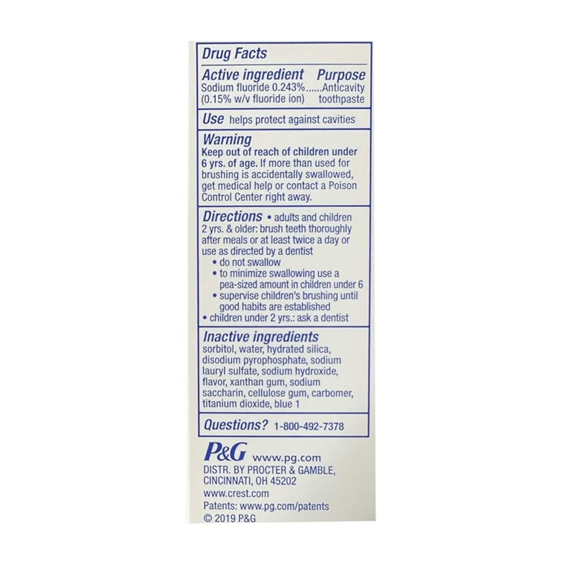 Crest Tartar Protection Whitening Fluoride Anticavity Cool Mint Paste Toothpaste 5.7 Oz