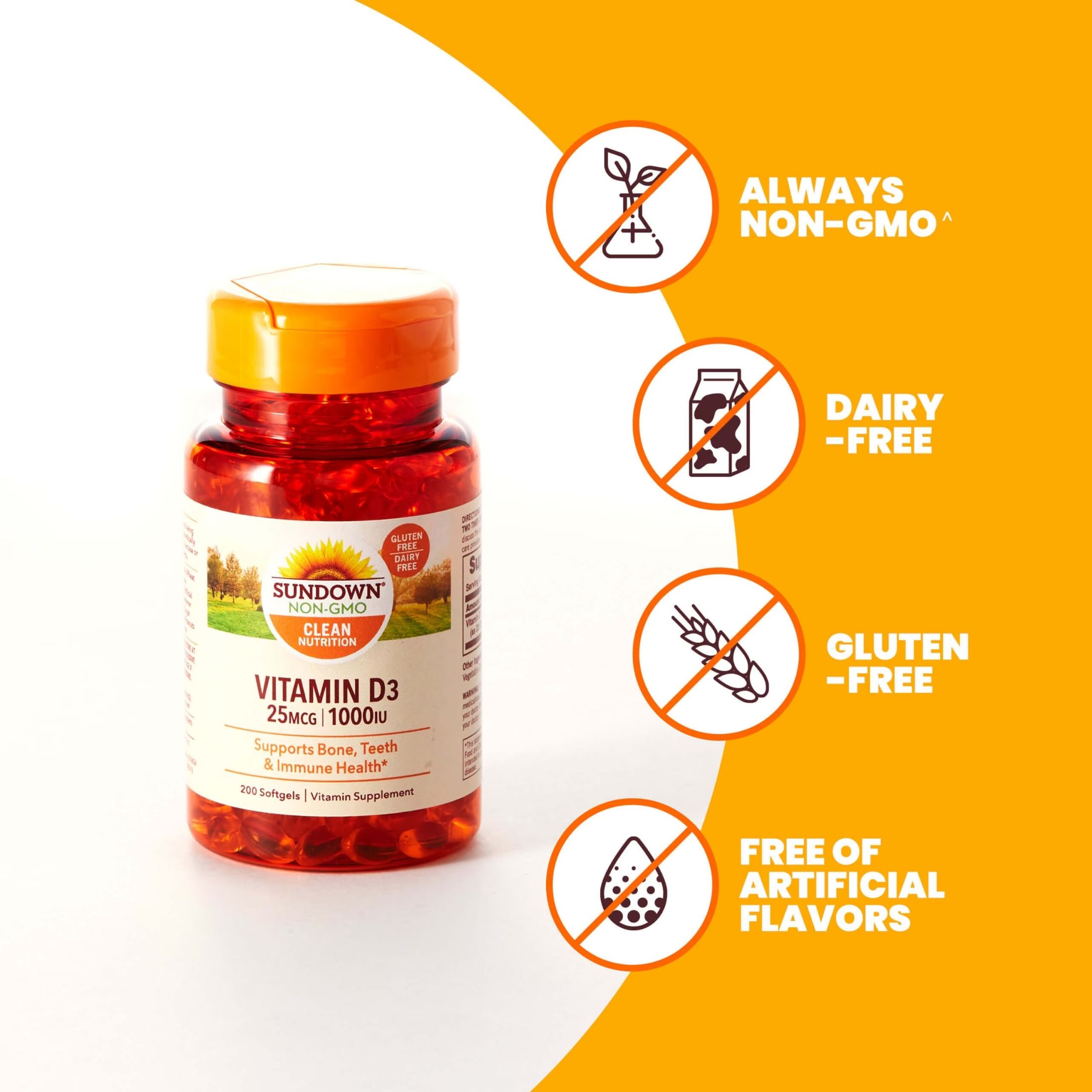 Sundown Naturals, Vitamin D3, 25 Mcg (1,000 IU), 200 Softgels