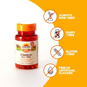 Sundown Naturals, Vitamin D3, 25 Mcg (1,000 IU), 200 Softgels