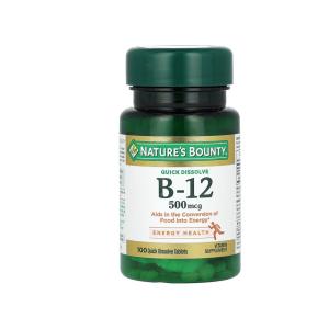 Nature's Bounty Vitamin B-12, Natural Cherry, 500 Mcg, 100 Quick Dissolve Tablets