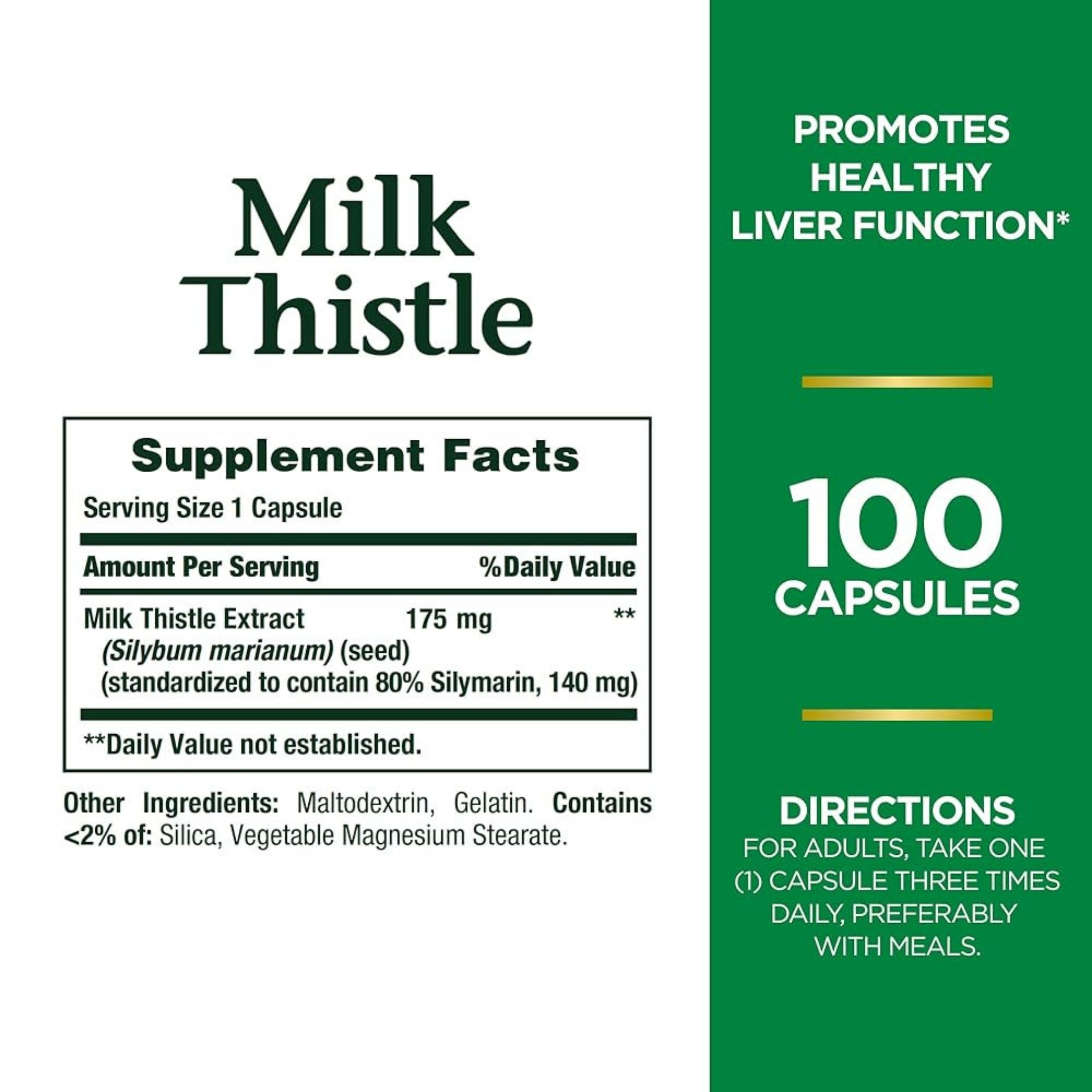 Nature's Bounty Milk Thistle Standardized Extract 175 Mg Capsules