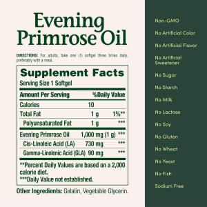 Nature's Bounty Evening Primrose Oil, 1000 Mg, Rapid Release Softgels