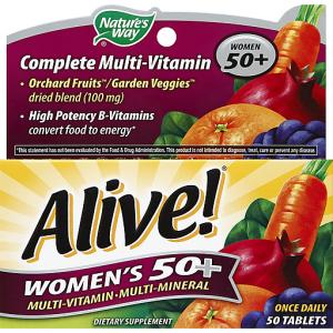 Nature's Way Alive! Women’s 50+ Complete Multivitamin, High Potency B-Vitamins, 50 Tablets